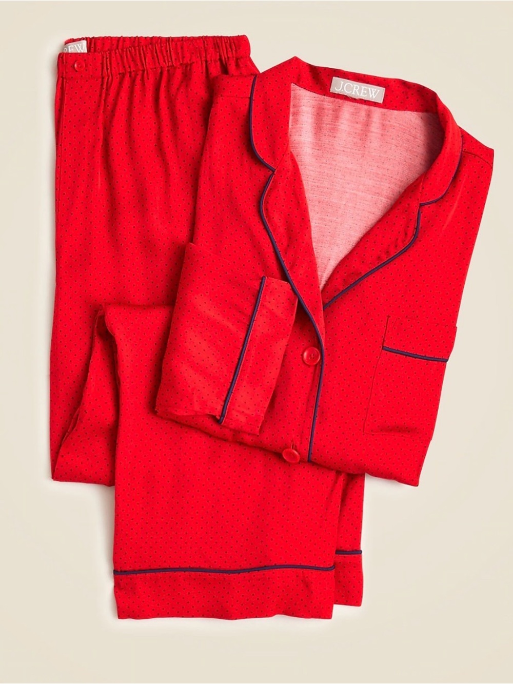 J. Crew Satin Soft Shine Pajama Pants Set Red Dot Women’s Large